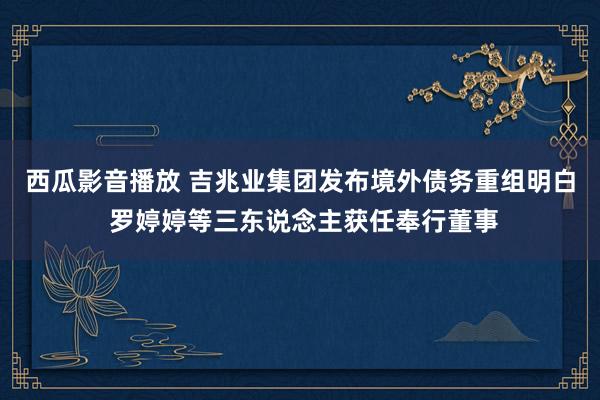 西瓜影音播放 吉兆业集团发布境外债务重组明白 罗婷婷等三东说念主获任奉行董事